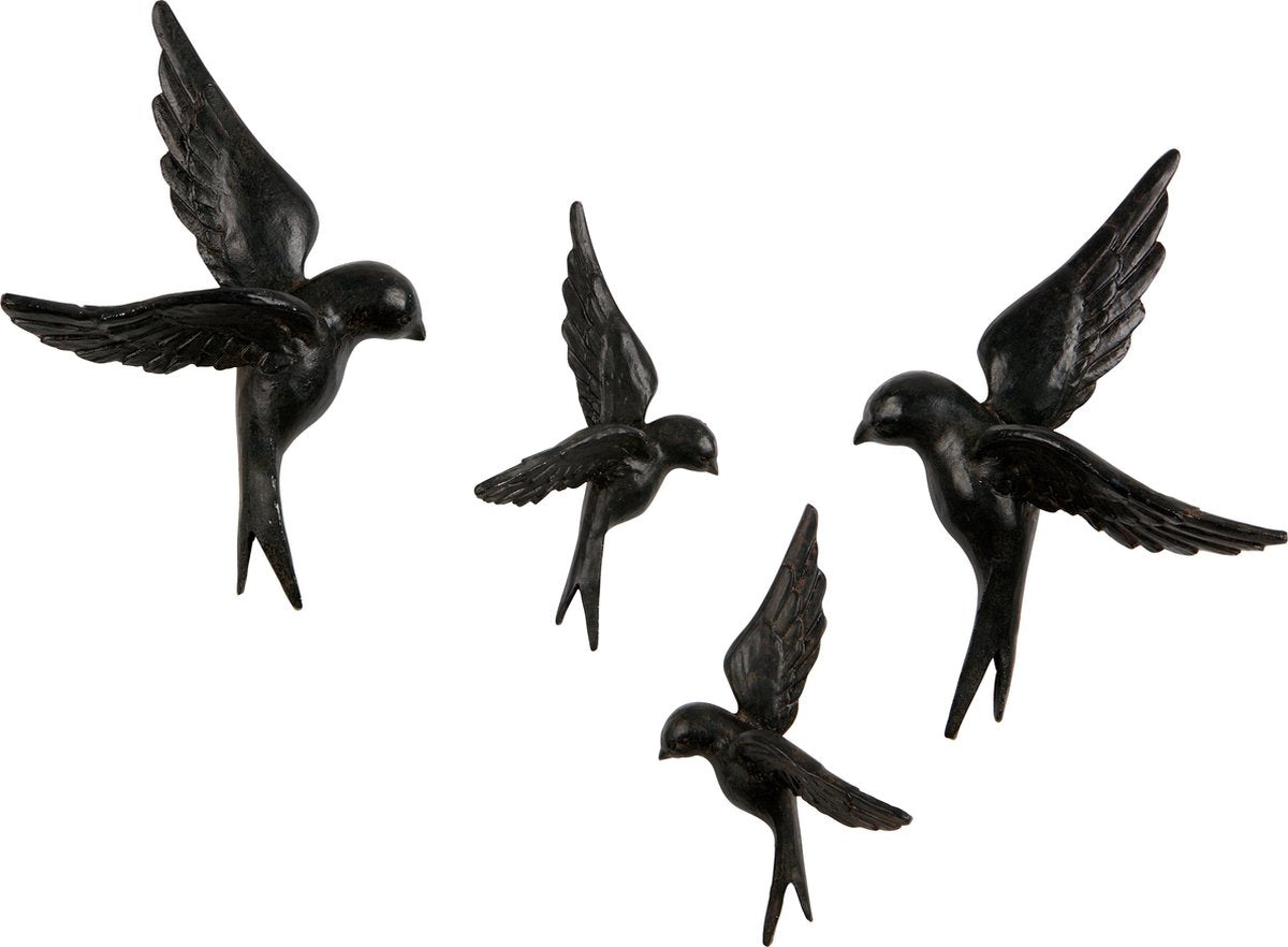 Woood vogels avaler - papier - zwart - set van 4