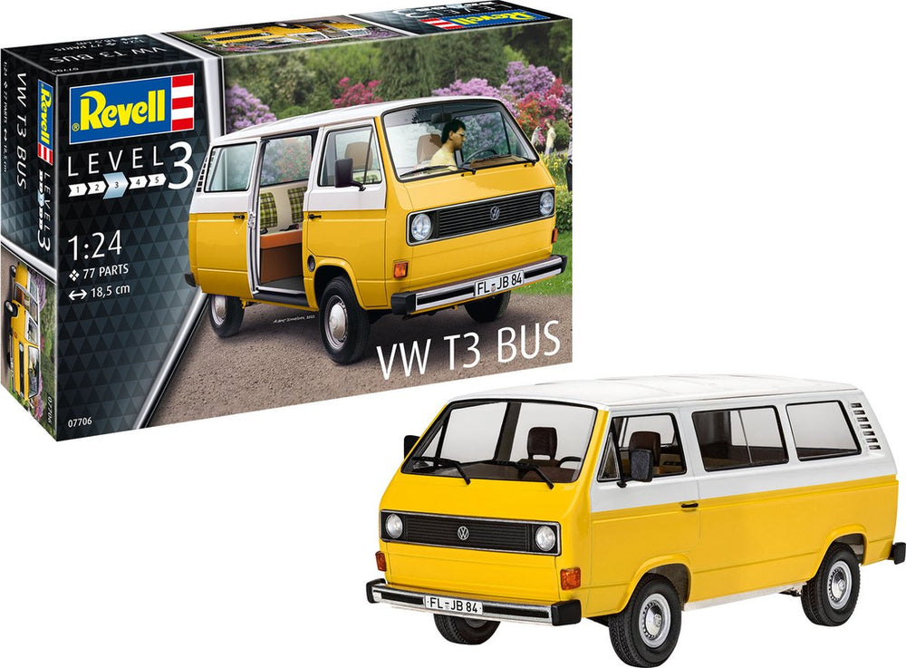 Revell modelbouwpakket auto - 07706 volkswagen vw t3 bus plastic - 1:25 - modelbouw