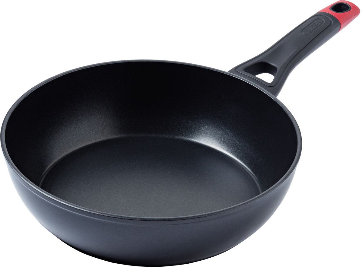 Pyrex - optima koekenpan ø 28 cm - zwart - rood - aluminium