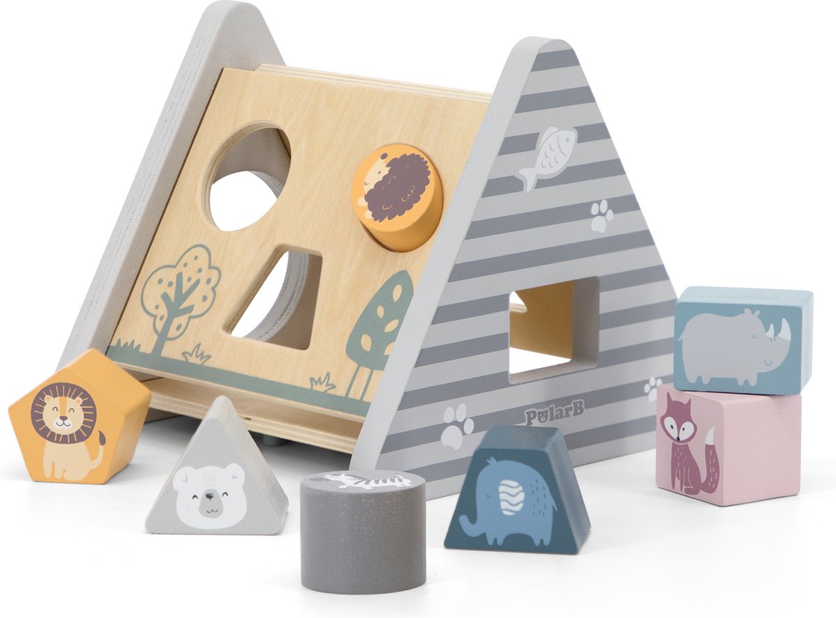 Polarb viga houten piramide puzzelsorteerbak - vormensorteerbak