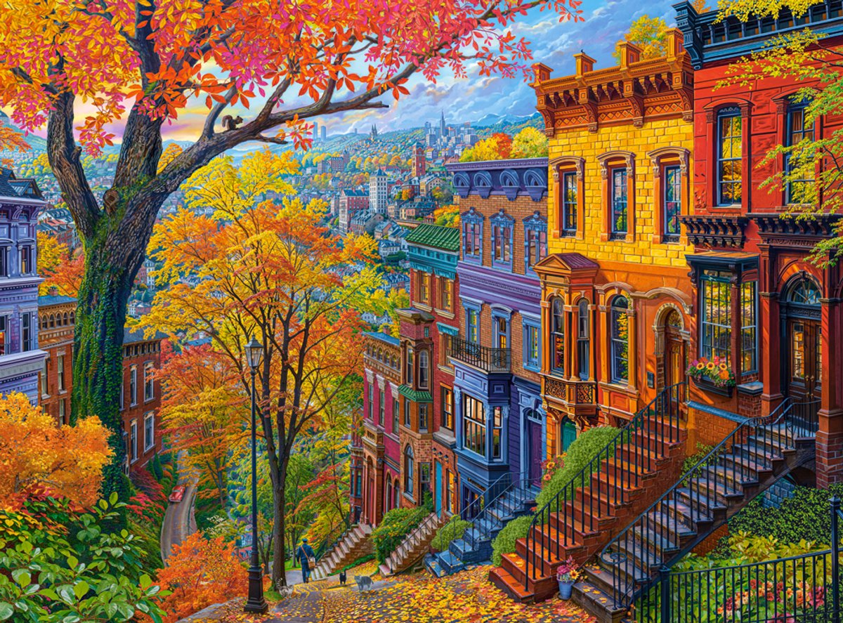 Castorland legpuzzel autumn city hill - 3000 stukjes puzzelplezier.