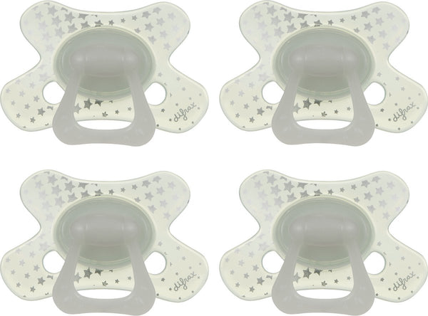 Difrax fopspeen natural - 12 tot 18 maanden - sterretjes transparant - 4 stuks