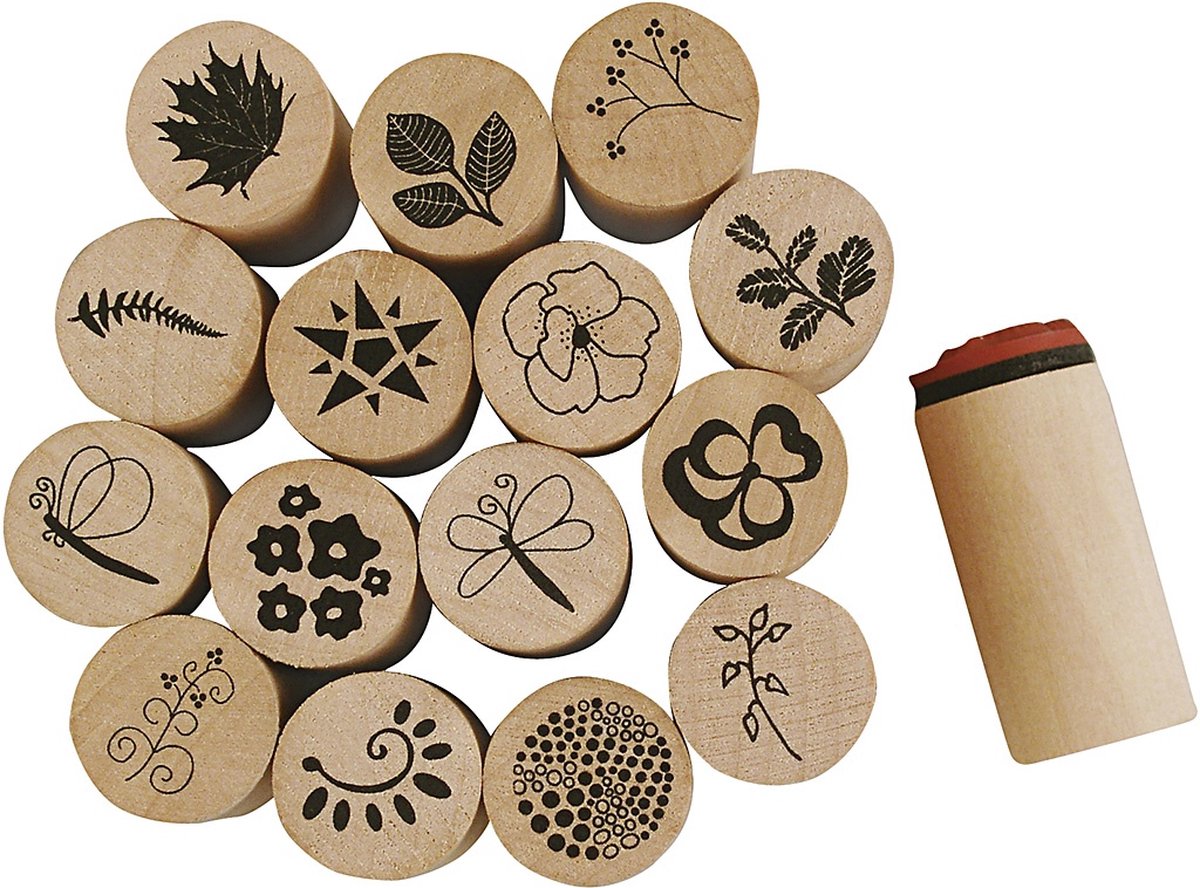Creativ Company Deco Art Stamps Flowers and Leaves, 15pc.