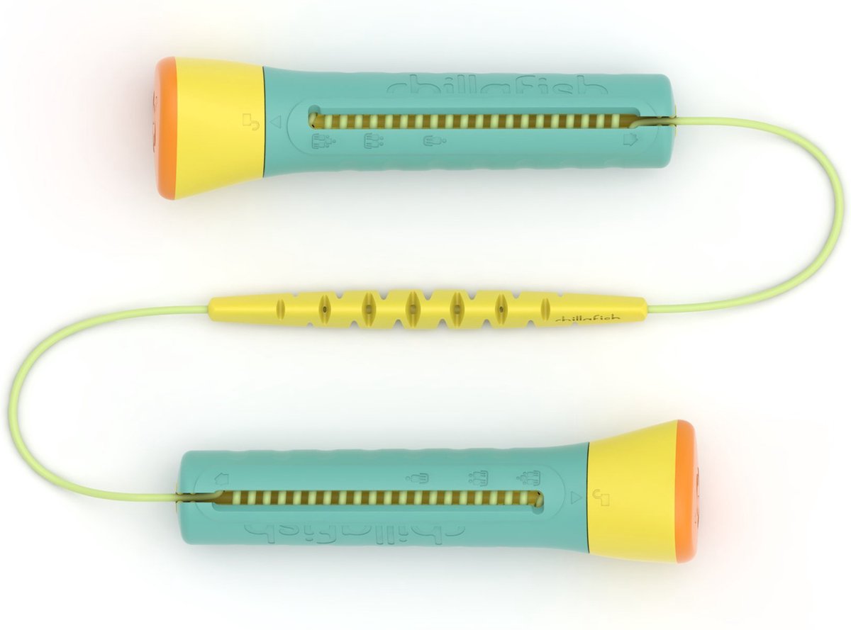 Chillafish springtouw kinderen aanpasbaar in lengte - groen - springtouw meisjes en jongens 4 jaar - gemakkelijk op te bergen door roll store handvaten - model skibbi