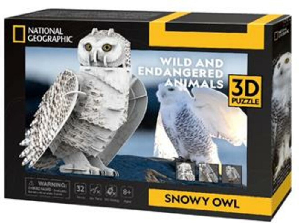 Kubieke leuke 3D-puzzel nationale geografische sneeuwuil