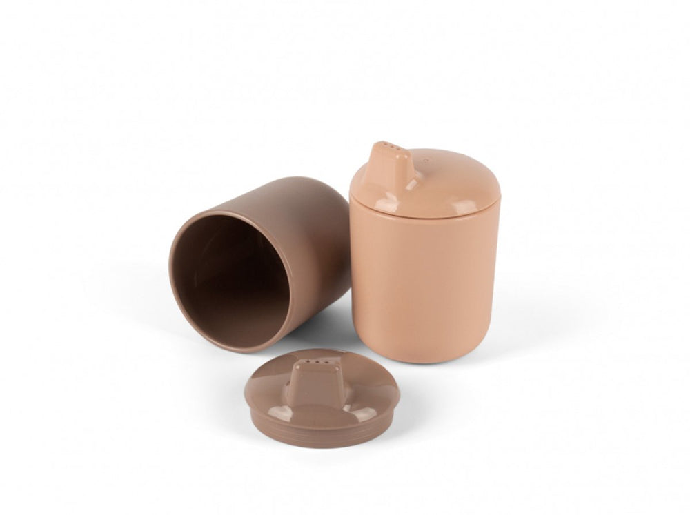 Dantoy drinkbekers baby bioplastic mokka zand 4-delig duurzaam.