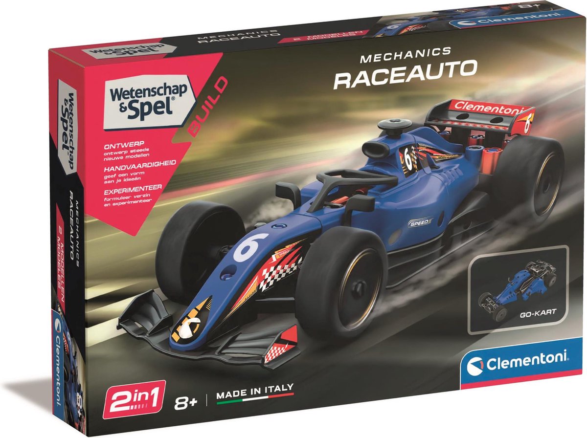 Clementoni Wetenschap en Spel - Mechanica Raceauto van Go Kart 2in1 Bouwset