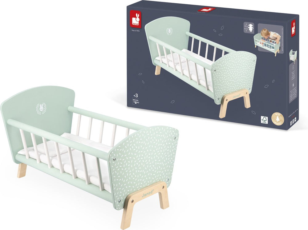 Janod - zen - poppenbed - voor poppen tot 42 cm - inclusief deken en kussen