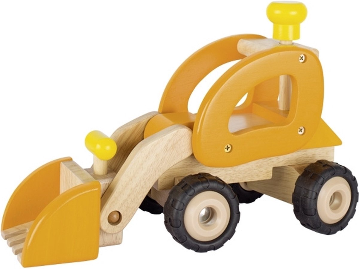 Goki houten voertuig - bulldozer - 28x12,5x19cm - met rubberen banden - 3 jaar
