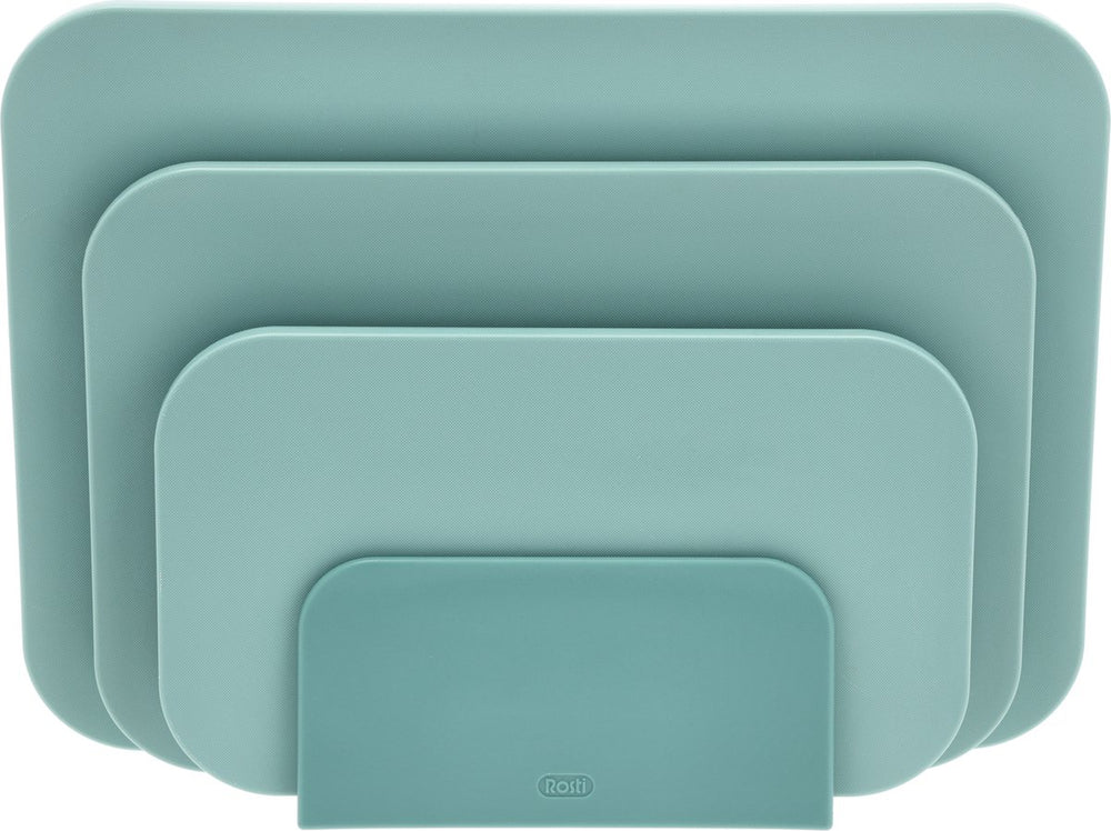 Rosti choptima snijplankenset 35,5 x 7 x 26,5 cm nordic green- kunststof - 4 snijplanken - vaatwasserbestendig - met houder - keuken
