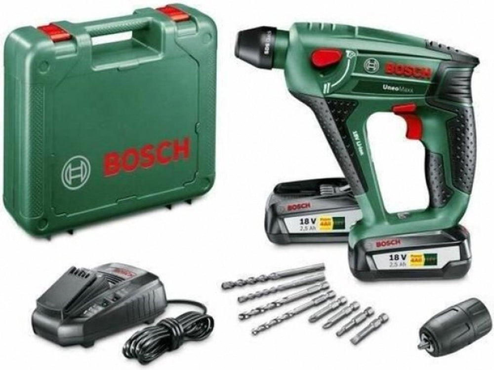 Bosch uneo maxx accu boorhamer - met 2x 18 v accu's en lader - met koffer