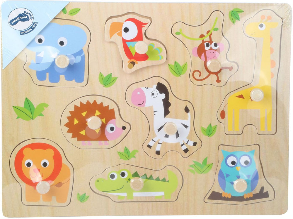 Small foot - wooden knob puzzle zoo, 9 pcs.