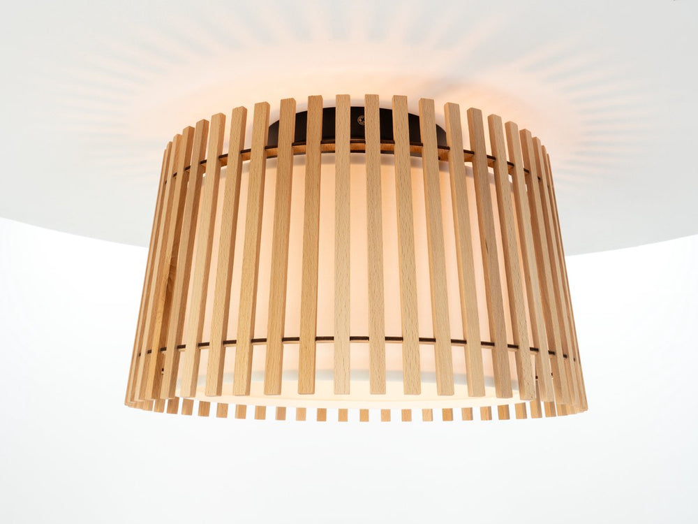 Eglo fattoria plafondlamp - e27 - ø 38 cm - zwart bruin wit - hout textiel