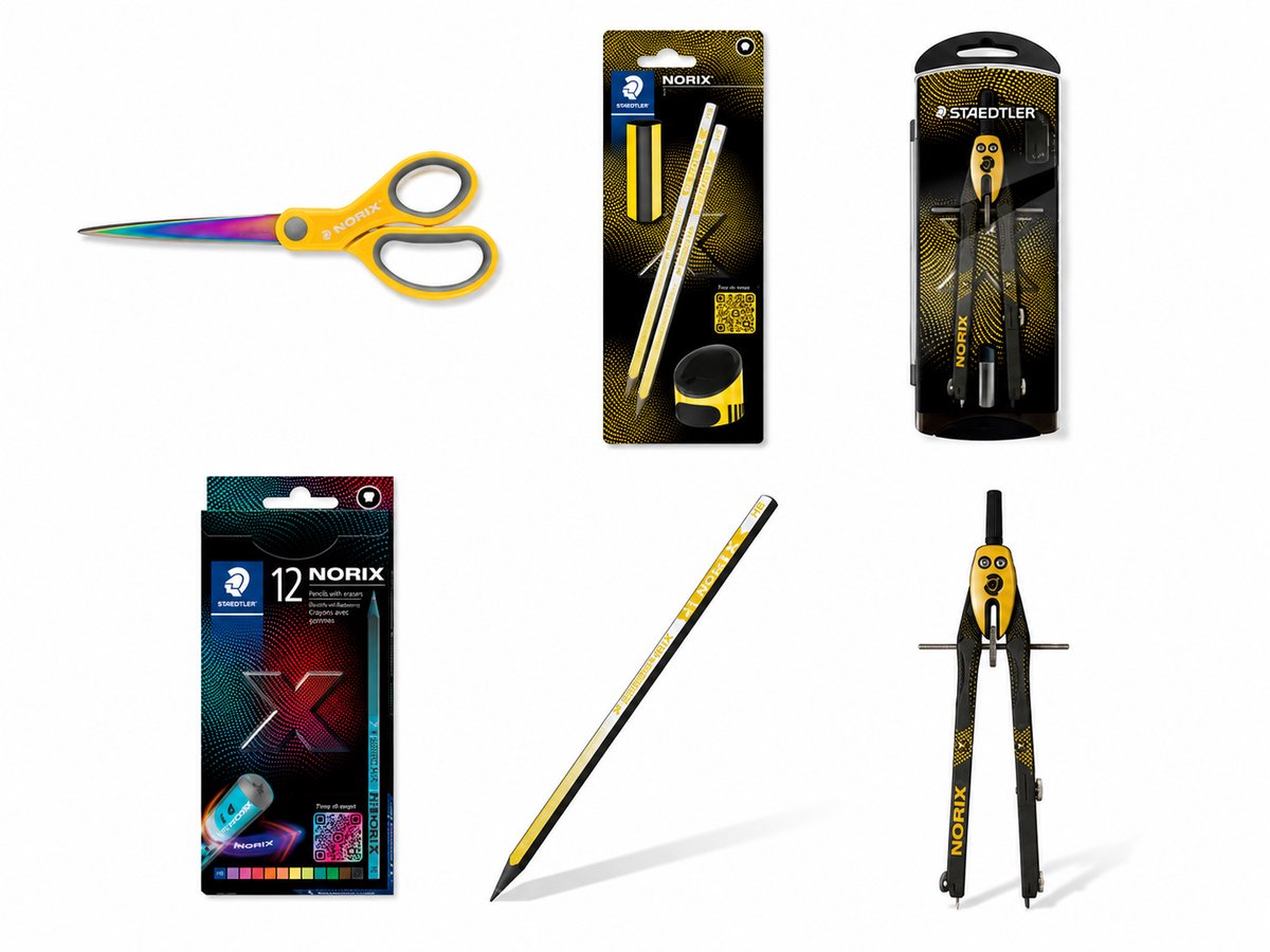 Staedtler noris back to school - schoolset - potloden, kleurpotloden, passer en schaar - geel