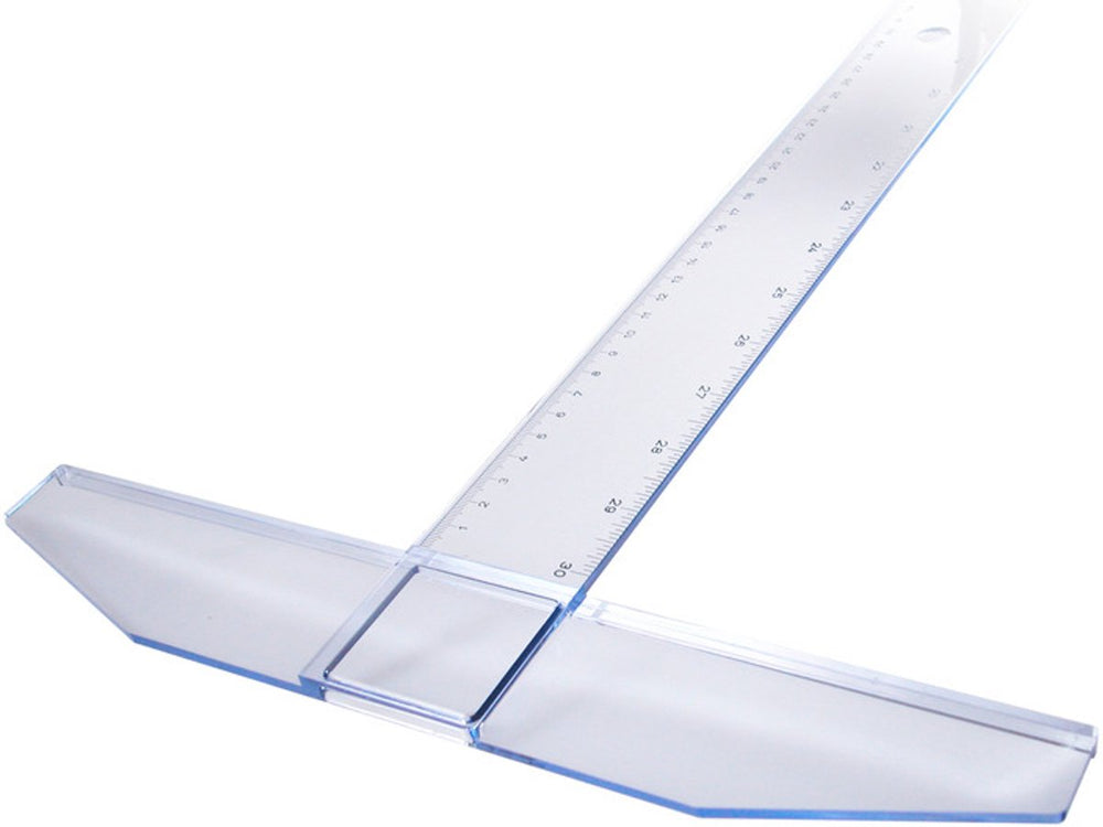 Aristo tekenhaak - lengte 75cm - mm cm inch schaalverdeling - glashelder plexiglas - met anti-slip noppen - ar-23177