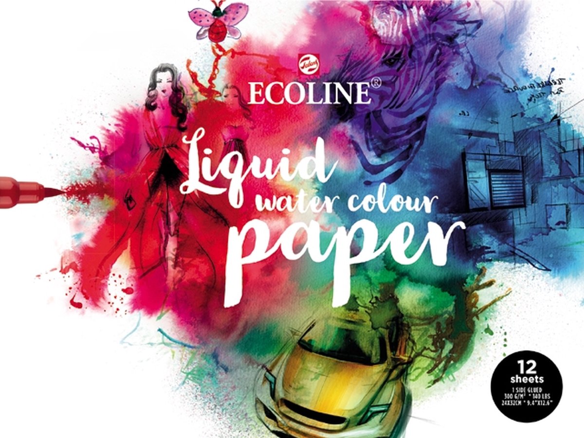 Bruynzeel ecoline aquarelpapierblok, 24x32cm, 290 gram, 12 bekeken
