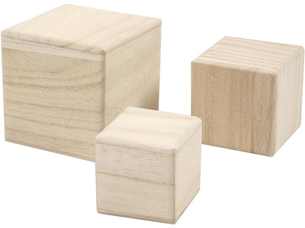 Creatief bedrijf houten kubussen, set van 3