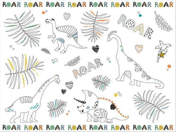 Folat kleurplaat placemat dino roars, 6st.