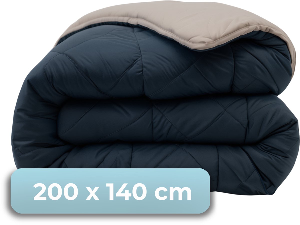 Hush. living hush living - wasbaar dekbed tweekleurig design navy taupe - 140x200 cm – 300 gsm - inclusief bijpassende kussensloop