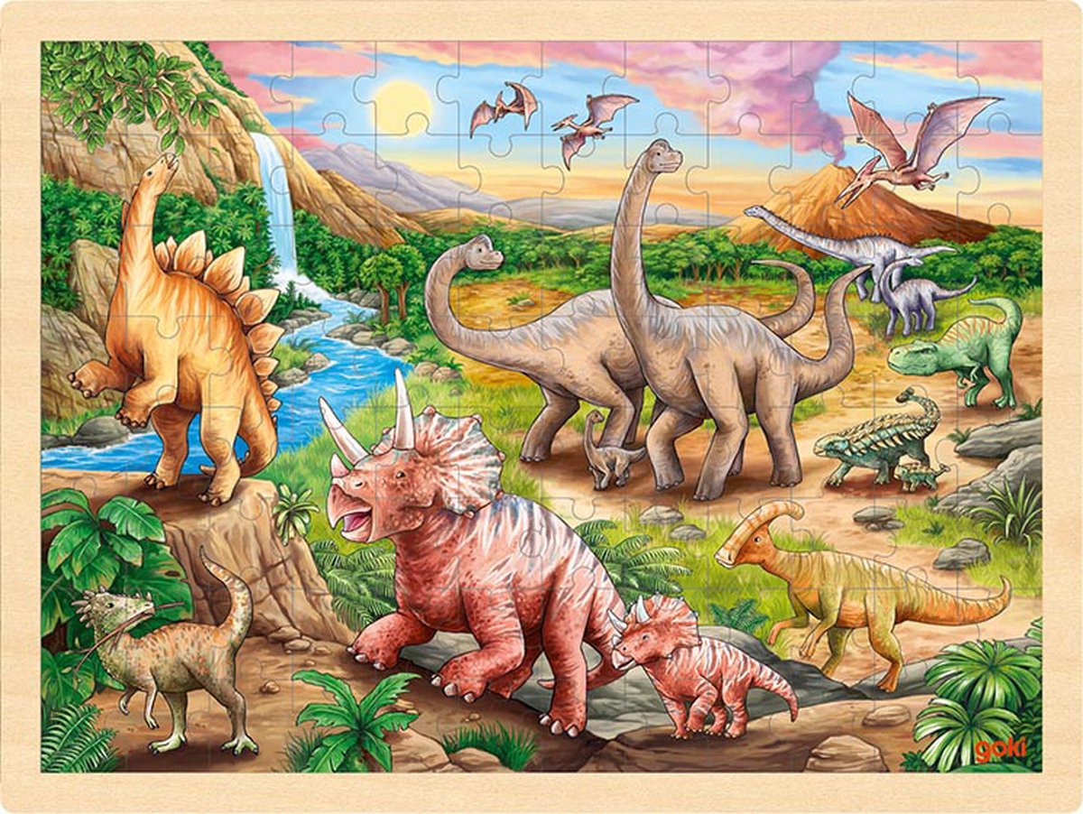 Goki houten legpuzzel dinosaurus, 96st.
