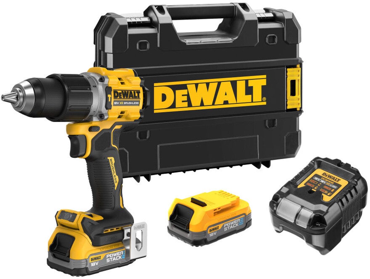 Dewalt dcd805e2t compacte accu klop- schroefboormachine 18v xr 1.7ah powerstack in tstak