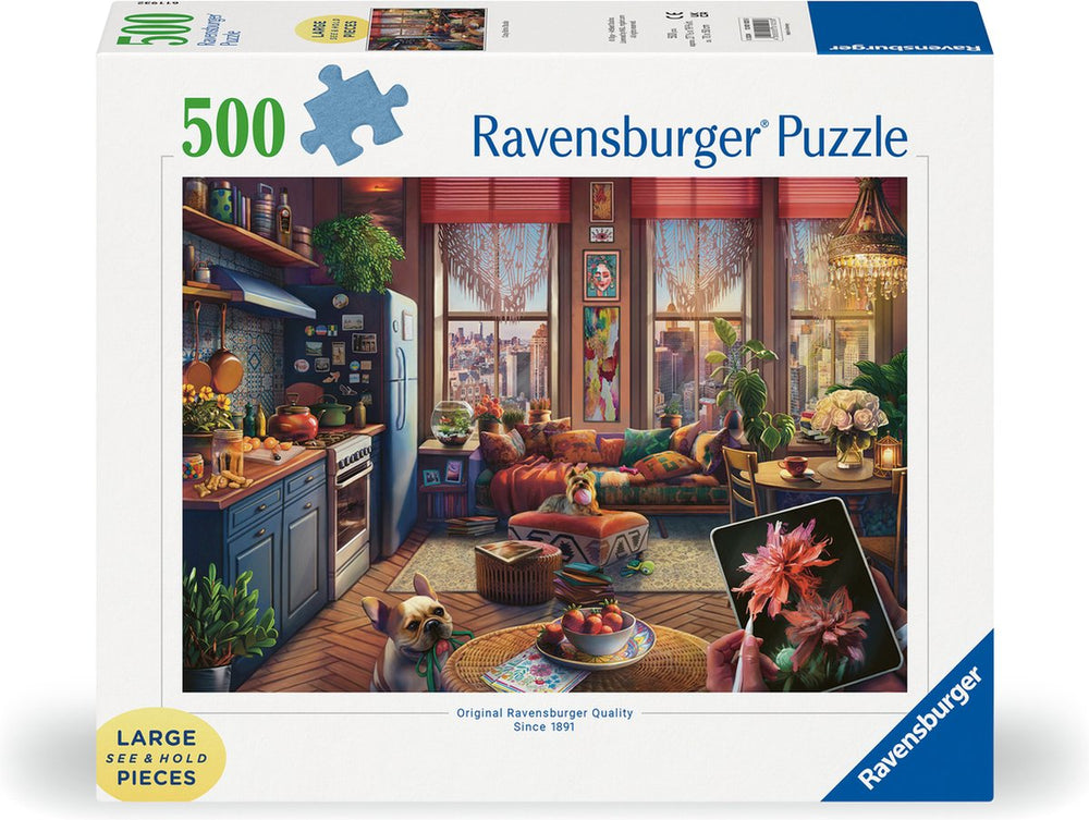 Ravensburger jigsaw puzzle cozy boho studio - jigsaw puzzle - 500 large format pieces