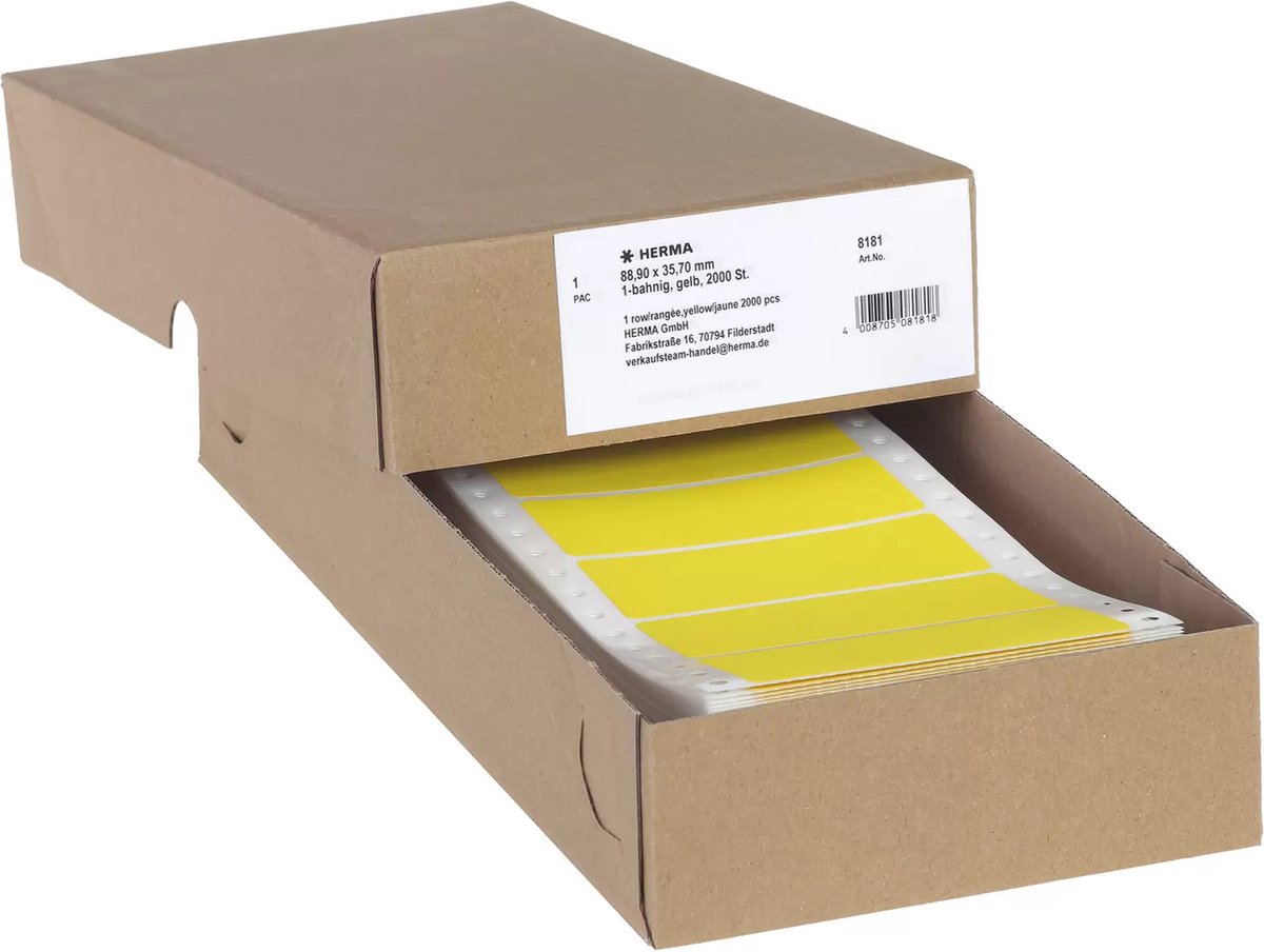 Merkloos sans marque huismerk herma 8181 ketting etket 88,9x35,7mm geel