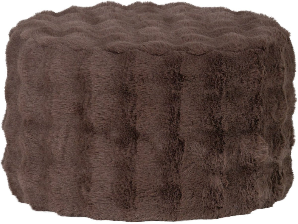 Woood olven poef laag - fluffy stof - bruin - 36x60x60