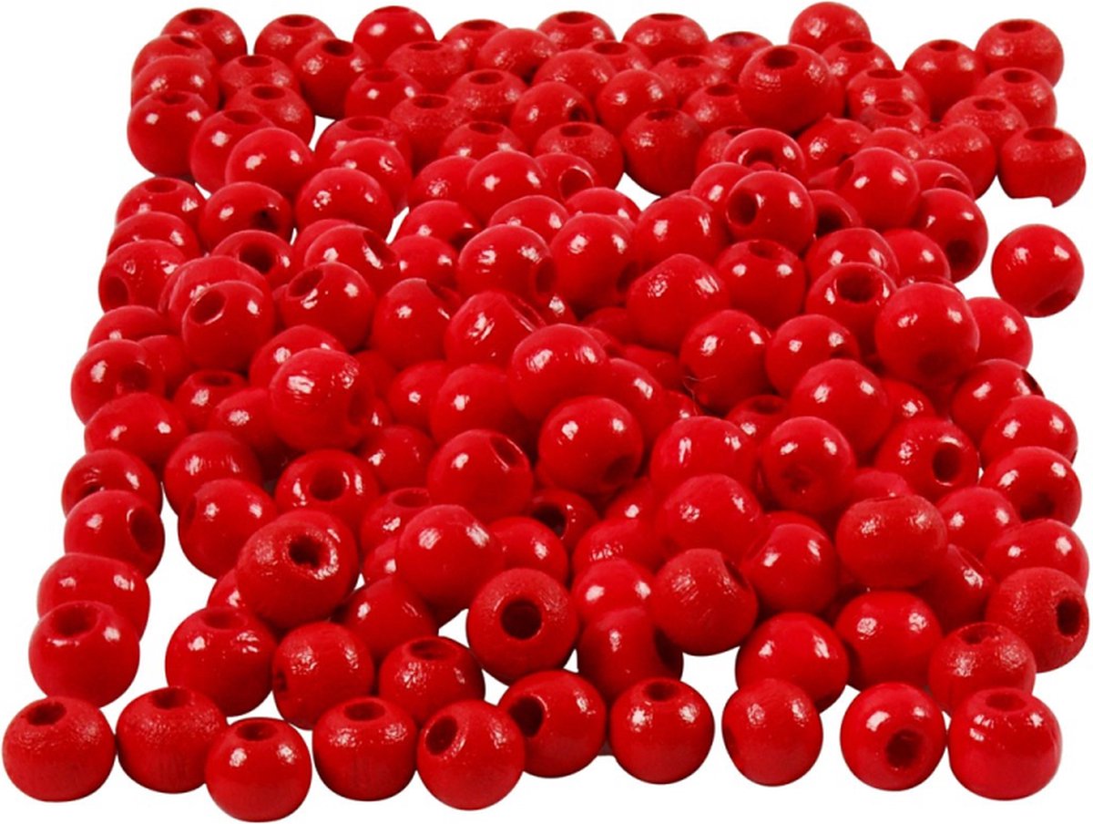 Creatief bedrijf houten kralen rood, 150st.