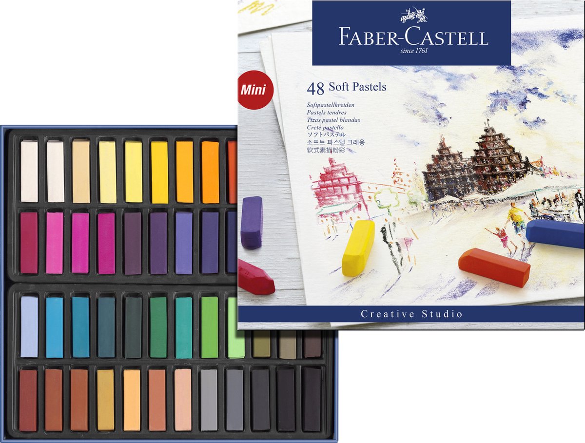Faber-castell pastelkrijt - halve lengte - 48 stuks - fc-128248