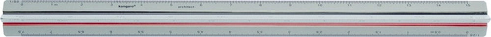 Kangaro schaalstok architect - 30 cm - aluminium - schaalverdeling 1:20 25 50 75 100 125