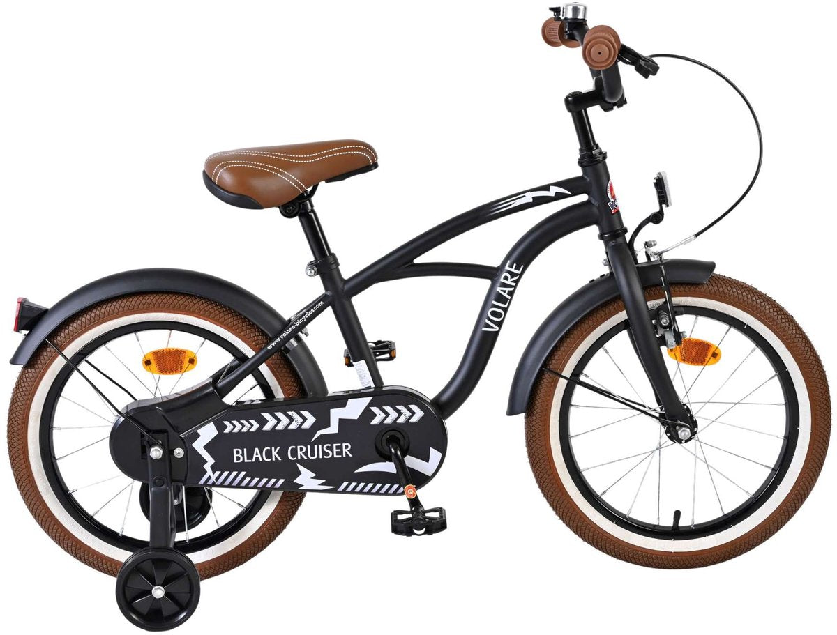 Volare black cruiser kinderfiets - jongens - 16 inch - zwart