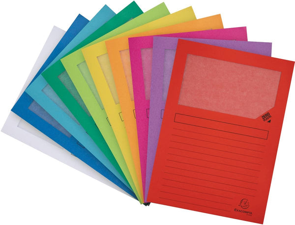 Exacompta forever® pak van 10 venstermappen 120g m2 - 22x31cm voor a4 - geassorteerd - 50200e