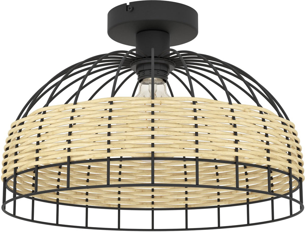 Eglo anwick plafondlamp - e27 - ø 38 cm - zwart rotan