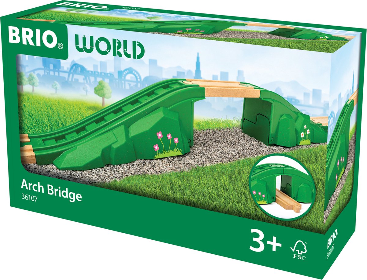Brio world boogbrug - klassiek treinaccessoire - 3-delige set