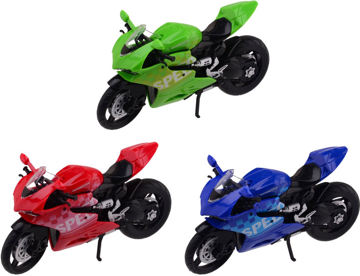 Johntoy racemotorfiets in doos 3 assorti
