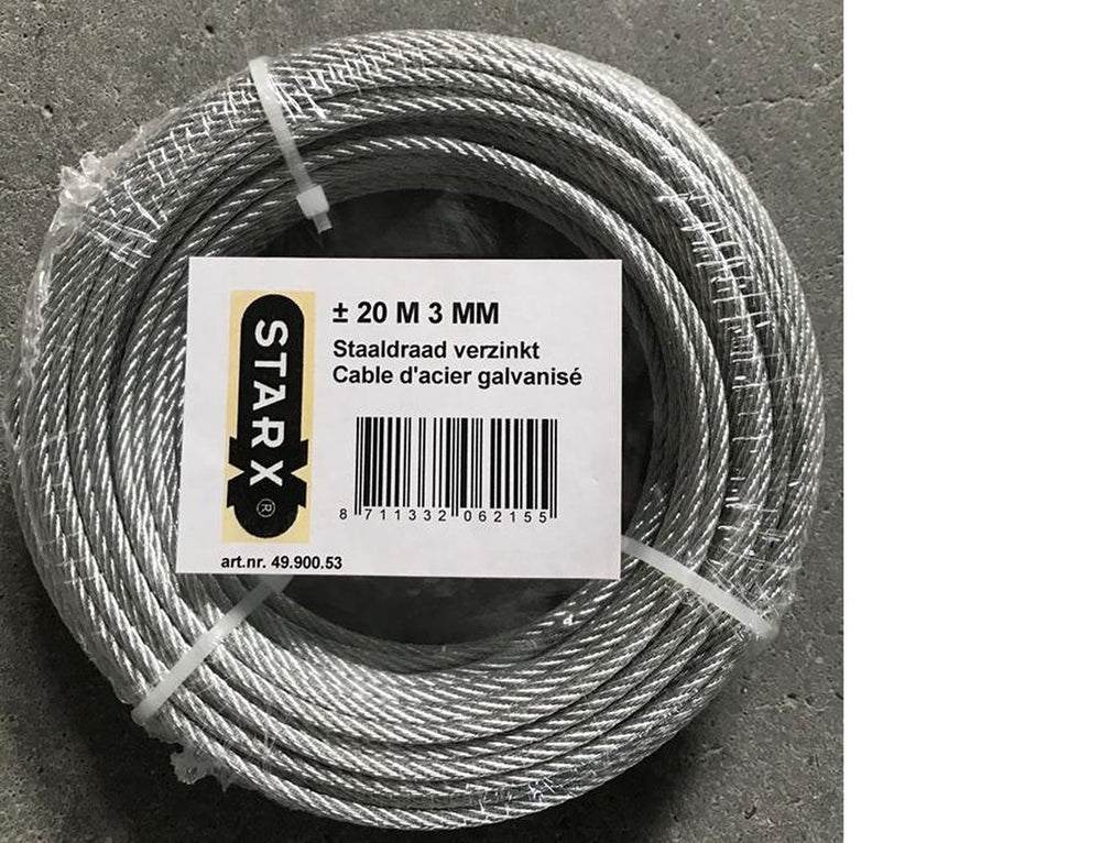 Starx - staaldraad verzinkt - 3mm dikte - rol 20 meter lengte
