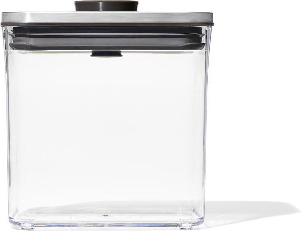 Oxo - pop steel voorraadbus - rechthoekig - laag - 1,6 liter