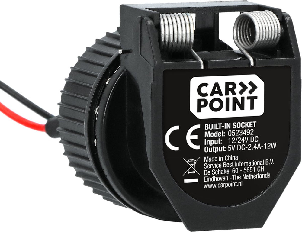 Carpoint inbouwcontactdoos usb-a + usb-c - 12 24v - 5 volt 2.4 ampère - opladen van maximaal twee apparaten -stofkap ter bescherming van de usb poorten