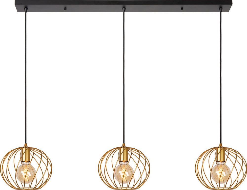 Lucide danza - hanglamp - 3xe27 - mat goud messing