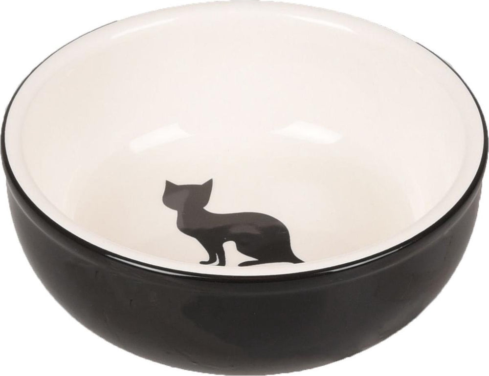 Flamingo - katten eet-en drinkbak nala - zwart wit - 13 x 13 x 4.5 cm