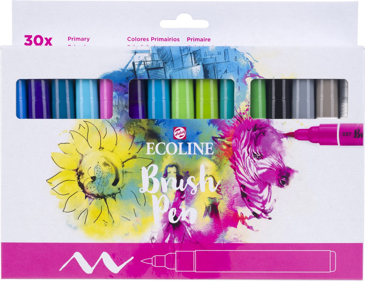 Bruynzeel ecoline penseelpenset primair, 30 kleuren