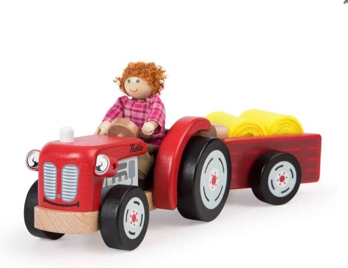 Tidlo Houten Trekker met Aanhangwagen
