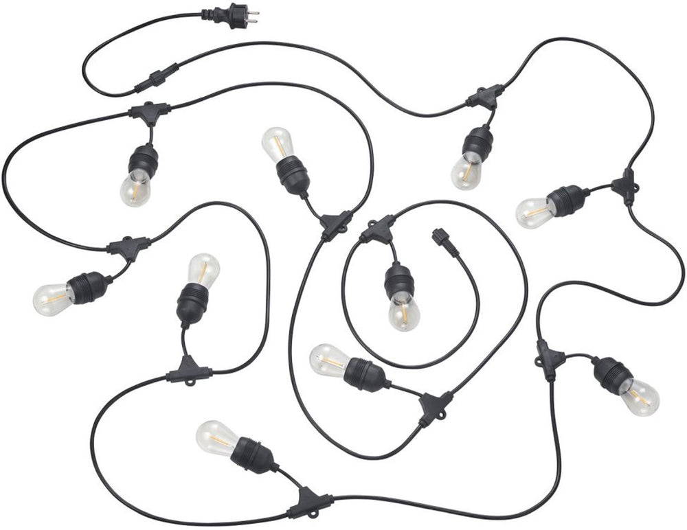 Rl live your light reality chain - lichtsnoer - zwart mat - incl. 10x e27 1 w - niet geschikt voor externe dimmer - wand- en plafondmontage - buitenverlichting - ip44