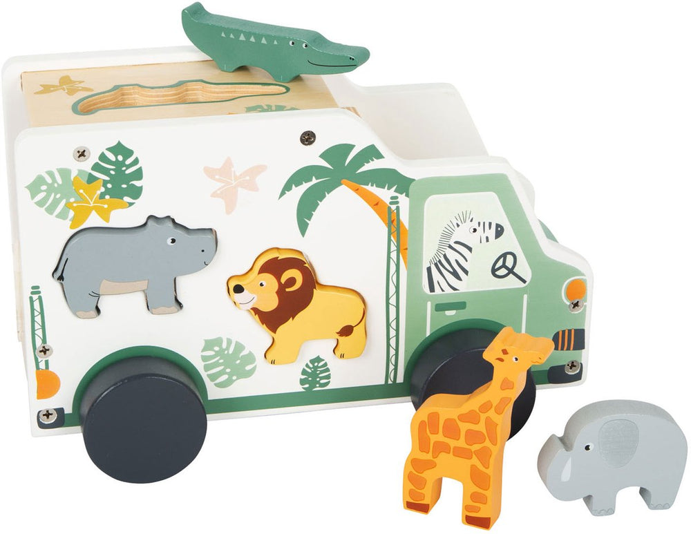 Small foot - wooden shape sorter jeep safari, 6 pcs.