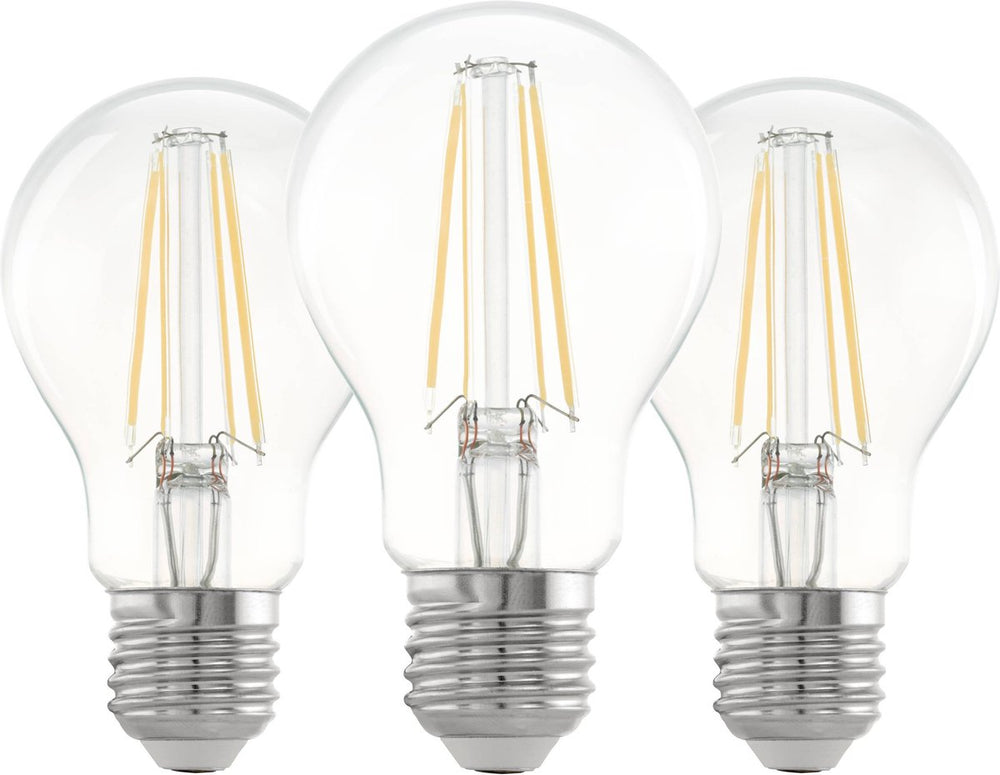 Eglo led lamp - e27 - ø 6 cm - a60 - helder - 2700k - set van 3