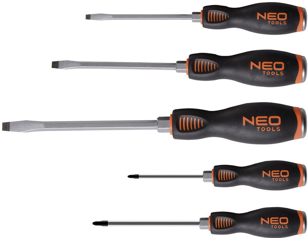 Neo - schroevendraaierset - 5 stuks - magnetische punt - driekantige handgreep