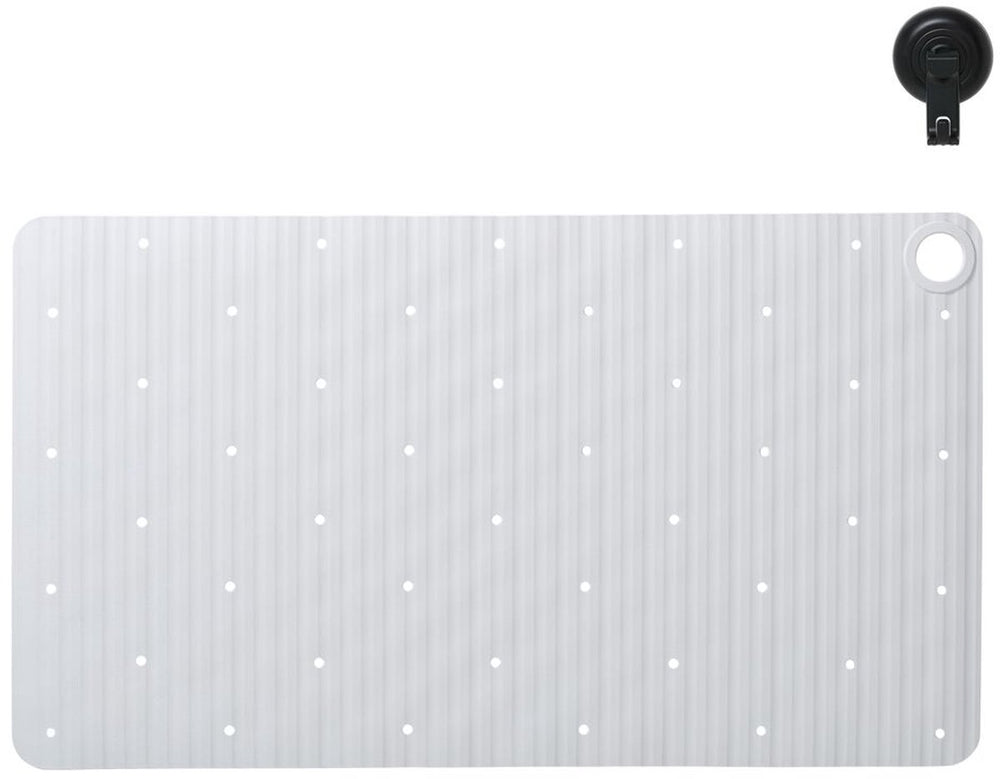 Sealskin ribb - antislip badmat 40x70 cm - wit - inclusief zwarte haak
