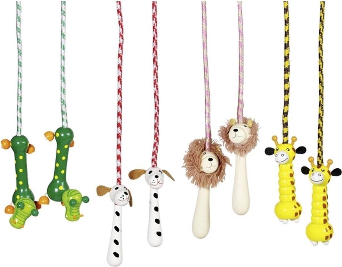 Goki springtouw dier met houten handvat