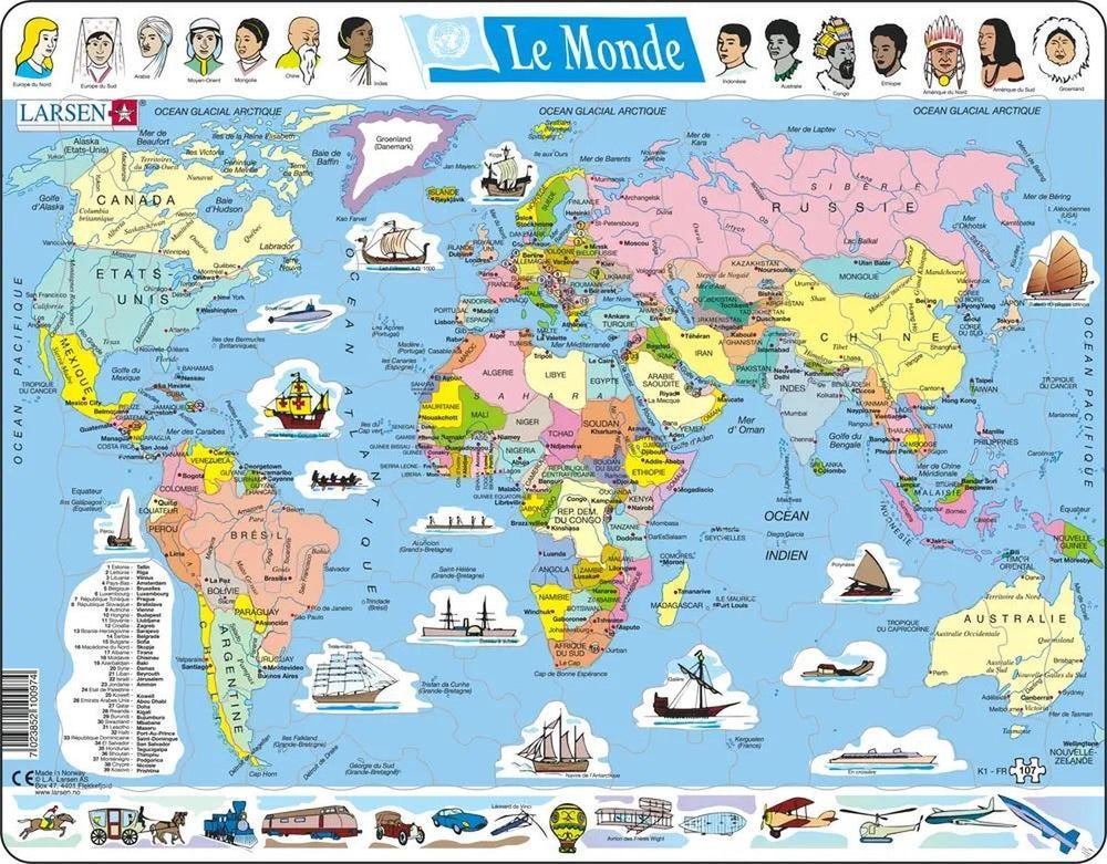 Larsen puzzle maxi le monde politique (en français) - 107 pièces